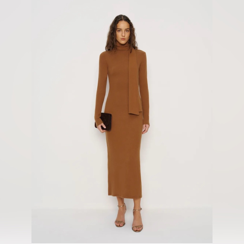 Reformation Azure Knit Dress Brown - Size M